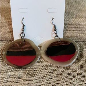 Red-Black-Brown Round Earrings Fish Hook Earrings